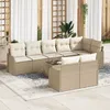 Image de Ensemble De CanapÃ© De Jardin 9 PiÃ¨ces Avec Coussins En Rotin Marron, CanapÃ© De Jardin 2 Places Avec Rangement Et Coussins En Rotin Beige