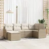 Image de Ensemble De CanapÃ© De Jardin Vidaxl 6 PiÃ¨ces Avec Coussins Beige Poly Rotin, CanapÃ© De Jardin Vidaxl 2 Places Avec Rangement Et Coussins Beige Poly Rotin