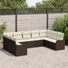 Image de Ensemble De CanapÃ©s De Jardin 9 PiÃ¨ces Avec Coussins Marron Rotin Poly, CanapÃ© De Jardin 2 Places Avec Rangement Et Coussins Marron Rotin Poly