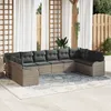 Image de Ensemble De CanapÃ© De Jardin Vidaxl 10 PiÃ¨ces Avec Coussins Gris Poly Rattan, CanapÃ© De Jardin 2 Places Vidaxl Avec Rangement Et Coussins Gris Poly Rattan