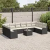 Image de vidaXL Ensemble De Canapé De Jardin Vidaxl 10 Pièces Avec Coussins En Poly Rattan Brun, Canapé De Jardin 2 Places Vidaxl Avec Rangement Et Coussins En Poly Rattan Noir