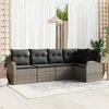 Image de Ensemble De CanapÃ© De Jardin Vidaxl 5 PiÃ¨ces Avec Coussins Gris Poly Rattan, CanapÃ© De Jardin 2 Places Vidaxl Avec Rangement Et Coussins Gris Poly Rattan