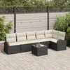 Image de Ensemble De CanapÃ© De Jardin 6 PiÃ¨ces Avec Coussins En Poly Rattan Brun, CanapÃ© De Jardin 2 Places Avec Rangement Et Coussins En Poly Rattan Noir