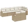 Image de Ensemble De CanapÃ© De Jardin 8 PiÃ¨ces Avec Coussins Beige Poly Rattan, CanapÃ© De Jardin 2 Places Avec Rangement Et Coussins Beige Poly Rattan