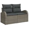 Image de Set de canapÃ©s de jardin 6 piÃ¨ces avec coussins gris en rotin synthÃ©tique, CanapÃ© de jardin 2 places avec rangement et coussins gris en rotin synthÃ©tique