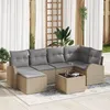 Image de Set de canapÃ© de jardin 7 piÃ¨ces vidaXL avec coussins noirs en poly rotin, CanapÃ© de jardin 2 places vidaXL avec rangement et coussins beiges en poly rotin