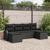 Image de Ensemble De CanapÃ© De Jardin 6 PiÃ¨ces Avec Coussins En Poly Rattan Noir, CanapÃ© De Jardin 2 Places Avec Rangement & Coussins En Poly Rattan Noir