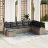 Image de CanapÃ© De Jardin 8 PiÃ¨ces Vidaxl Avec Coussins Gris En Rattan, CanapÃ© 2 Places Avec Rangement & Coussins Gris En Rattan