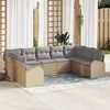 Image de CanapÃ© De Jardin 9 PiÃ¨ces Avec Coussins Beige Rattan Poly, CanapÃ© 2 Places Avec Rangement & Coussins Beige Rattan Poly