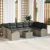 Image de Ensemble De CanapÃ© De Jardin 10 PiÃ¨ces Avec Coussins Gris Rotin SynthÃ©tique, CanapÃ© De Jardin 2 Places Avec Rangement Et Coussins Gris Clair Rotin SynthÃ©tique