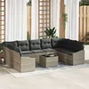 Image de Vidaxl Ensemble De Salle Ã Manger De Jardin 10 PiÃ¨ces Avec Coussins Gris En Rattan SynthÃ©tique