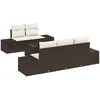 Image de Vidaxl Ensemble De CanapÃ© De Jardin En 6 PiÃ¨ces Avec Coussins Marron Poly Rotin