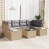 Image de Vidaxl Ensemble De CanapÃ© De Jardin 7 PiÃ¨ces Avec Coussins Beige Poly Rattan