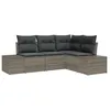 Image de Vidaxl Ensemble CanapÃ© De Jardin De 4 PiÃ¨ces Avec Coussins Gris Rattan Poly