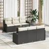 Image de CanapÃ© De Jardin De 7 PiÃ¨ces Avec Coussins Rattan SynthÃ©tique Noir, CanapÃ© De Jardin 2 Places Avec Rangement & Coussins Rattan SynthÃ©tique Noir