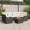 Image de Ensemble De CanapÃ©s De Jardin 7 PiÃ¨ces Avec Coussins Noir En Poly Rattan Acacia, CanapÃ© De Jardin 2 Places Avec Rangement Et Coussins Noir En Poly Rattan