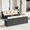 Image de Ensemble De CanapÃ© De Jardin 9 PiÃ¨ces Avec Coussins En Poly Rotin Noir Acacia, CanapÃ© De Jardin 2 Places Avec Rangement Et Coussins En Poly Rotin Noir