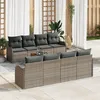 Image de Vidaxl Ensemble De CanapÃ© De Jardin 9 PiÃ¨ces Avec Coussins En Rotin SynthÃ©tique Gris Acacia, Vidaxl CanapÃ© De Jardin 2 Places Avec Rangement & Coussins En Rotin SynthÃ©tique Gris