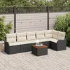 Image de Vidaxl Ensemble De CanapÃ© De Jardin 7 PiÃ¨ces Avec Coussins Noir Poly Rattan Acacia, Vidaxl CanapÃ© De Jardin 2 Places Avec Rangement & Coussins Noir Poly Rattan