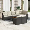 Image de Vidaxl Ensemble De CanapÃ©s De Jardin 9 PiÃ¨ces Avec Coussins En Rotin Poly Noir Acacia, Vidaxl CanapÃ© De Jardin 2 Places Avec Rangement Et Coussins En Rotin Poly Noir