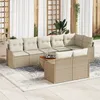 Image de Ensemble De CanapÃ©s De Jardin 9 PiÃ¨ces Avec Coussins Beige Poly Rattan Acacia, CanapÃ© De Jardin 2 Places Avec Rangement Et Coussins Beige Poly Rattan