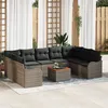 Image de Vidaxl Ensemble De CanapÃ© De Jardin 10 PiÃ¨ces Avec Coussins En Gris, Poly Rotin, Acacia, Vidaxl CanapÃ© De Jardin 2 Places Avec Rangement Et Coussins En Gris, Poly Rotin