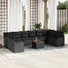 Image de Vidaxl Ensemble De CanapÃ©s De Jardin 11 PiÃ¨ces Avec Coussins En Poly Rattan Noir, Vidaxl CanapÃ© De Jardin 2 Places Avec Rangement Et Coussins En Poly Rattan Noir