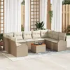 Image de vidaXL Ensemble De Canapé De Jardin Vidaxl De 10 Pièces En Poly Rattan Beige Avec Coussins, Canapé De Jardin 2 Places Vidaxl Avec Rangement Et Coussins Beige En Poly Rattan