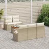 Image de Ensemble De CanapÃ© De Jardin De 6 PiÃ¨ces Avec Coussins Beige Poly Rattan Acacia, CanapÃ© De Jardin 2 Places Avec Rangement & Coussins Beige Poly Rattan