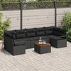 Image de Ensemble De CanapÃ©s De Jardin 8 PiÃ¨ces Avec Coussins Noir Poly Rattan Acacia, CanapÃ© De Jardin 2 Places Avec Rangement & Coussins Noir Poly Rattan