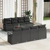 Image de Vidaxl Ensemble De CanapÃ© De Jardin 9 PiÃ¨ces Avec Coussins Noir Poly Rattan Acacia, Vidaxl CanapÃ© De Jardin 2 Places Avec Rangement & Coussins Noir Poly Rattan