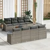 Image de vidaXL Ensemble de Sofa de Jardin 7 PiÃ¨ces avec Coussins Gris Poly Rotin Acacia