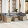 Image de Vidaxl CanapÃ©s Jardin 10 PiÃ¨ces Avec Coussins Beige Rattan Acacia