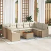 Image de Vidaxl Ensemble De CanapÃ© De Jardin 10 PiÃ¨ces Avec Coussins Beige Poly Rotin Acacia