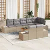 Image de vidaXL Ensemble de 9 piÃ¨ces de canapÃ© de jardin avec coussins Beige Poly Rotin Acacia