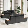 Image de Ensemble De CanapÃ© De Jardin Vidaxl 7 PiÃ¨ces Avec Coussins Noir Poly Rattan Acacia, CanapÃ© De Jardin 2 Places Vidaxl Avec Rangement Et Coussins Noir Poly Rattan