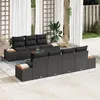 Image de Set CanapÃ© Jardin 8 PiÃ¨ces Avec Coussins Noir Poly Rattan Acacia, CanapÃ© Jardin 2 Places Avec Rangement & Coussins Noir Poly Rattan