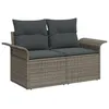 Image de Ensemble De CanapÃ© De Jardin De 7 PiÃ¨ces Avec Coussins Gris En Rattan Poly, CanapÃ© De Jardin De 2 Places Avec Rangement Et Coussins Gris En Rattan Poly