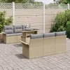 Image de CanapÃ©s De Jardin Vidaxl 7 PiÃ¨ces Avec Coussins En Poly Rattan Beige, CanapÃ© De Jardin 2 Places Vidaxl Avec Rangement Et Coussins En Poly Rattan Beige