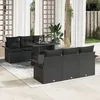 Image de Ensemble de canapÃ© jardin vidaXL 7 piÃ¨ces avec coussins Noir Rattan Poly, CanapÃ© jardin 2 places vidaXL avec rangement & coussins Noir Rattan Poly