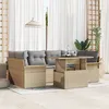 Image de Ensemble De CanapÃ© De Jardin Vidaxl De 7 PiÃ¨ces Avec Coussins En Beige, Poly Rattan, CanapÃ© De Jardin 2 Places Vidaxl Avec Rangement Et Coussins En Beige, Poly Rattan