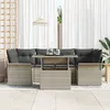 Image de Ensemble De CanapÃ©s De Jardin Vidaxl 7 PiÃ¨ces Avec Coussins Gris Clair Poly Rattan, CanapÃ© De Jardin De 2 Places Vidaxl Avec Rangement Et Coussins Gris Clair Poly Rattan