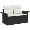 Image de Ensemble De CanapÃ© De Jardin 9 PiÃ¨ces Avec Coussins Noir Rattan Poly, CanapÃ© De Jardin 2 Places Avec Rangement & Coussins Noir Rattan Poly