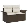 Image de Ensemble De CanapÃ©s De Jardin De 9 PiÃ¨ces Avec Coussins Marron Rattan Poly, CanapÃ© De Jardin De 2 Places Avec Rangement Et Coussins Marron Rattan Poly