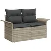 Image de Ensemble De CanapÃ© De Jardin Vidaxl 9 PiÃ¨ces Avec Coussins Gris Clair En Poly Rotin, CanapÃ© De Jardin 2 Places Vidaxl Avec Rangement Et Coussins Gris Clair En Poly Rotin