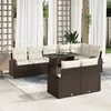 Image de CanapÃ©s De Jardin 9 PiÃ¨ces Avec Coussins En Rattan Poly Marron, CanapÃ© De Jardin 2 Places Avec Rangement Et Coussins En Rattan Poly Marron