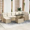 Image de Ensemble De CanapÃ©s De Jardin Vidaxl De 8 PiÃ¨ces Avec Coussins En Rotin Poly Beige, CanapÃ© De Jardin 2 Places Vidaxl Avec Rangement Et Coussins En Rotin Poly Beige