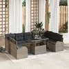 Image de Ensemble CanapÃ© Jardin 10 PiÃ¨ces Avec Coussins Gris En Rattan Poly, CanapÃ© Jardin 2 Places Avec Rangement Et Coussins Gris En Rattan Poly