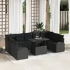 Image de Ensemble De CanapÃ© De Jardin 10 PiÃ¨ces Avec Coussins En Rotin Poly Noir, CanapÃ© De Jardin 2 Places Avec Rangement Et Coussins En Rotin Poly Noir