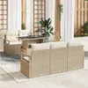 Image de Ensemble de 6 PiÃ¨ces de CanapÃ© de Jardin avec Coussins Beige Poly Rattan, CanapÃ© de Jardin 2 Places avec Rangement et Coussins Beige Poly Rattan